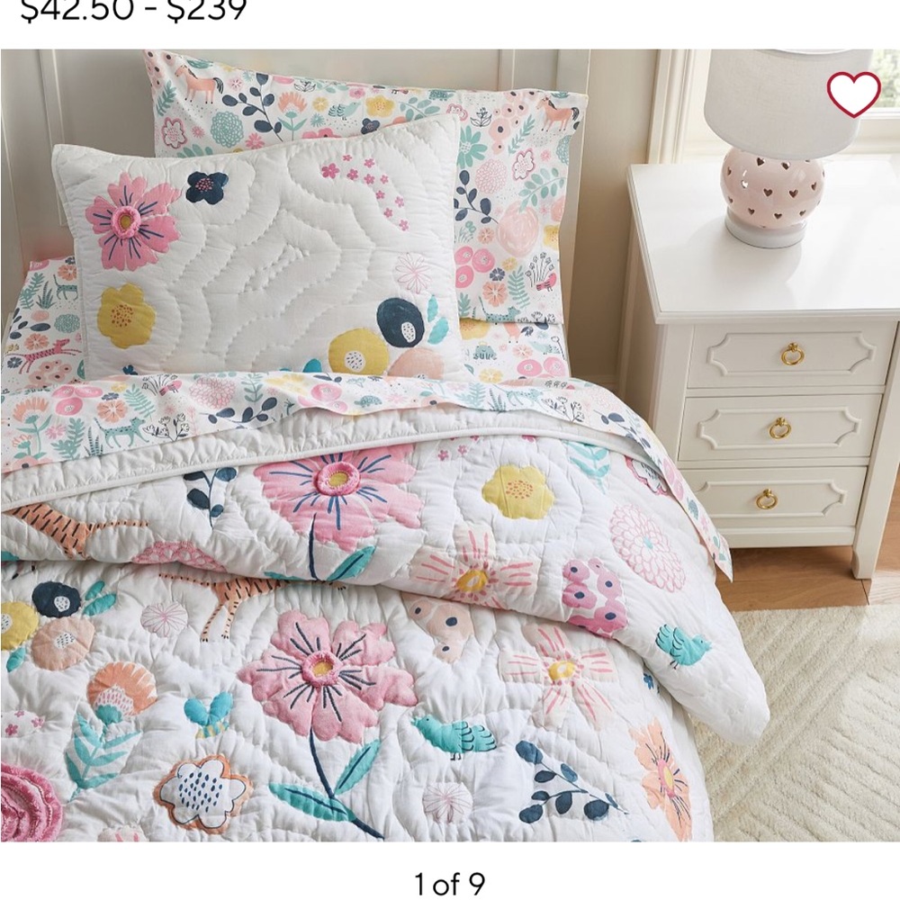Pottery Barn Kids White Quilt + Sheets + Comforter